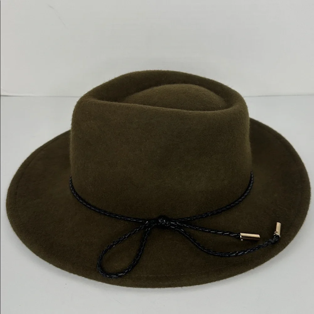 summer & rose Women's 100% Wool Fedora‎ One Size Olive Green
